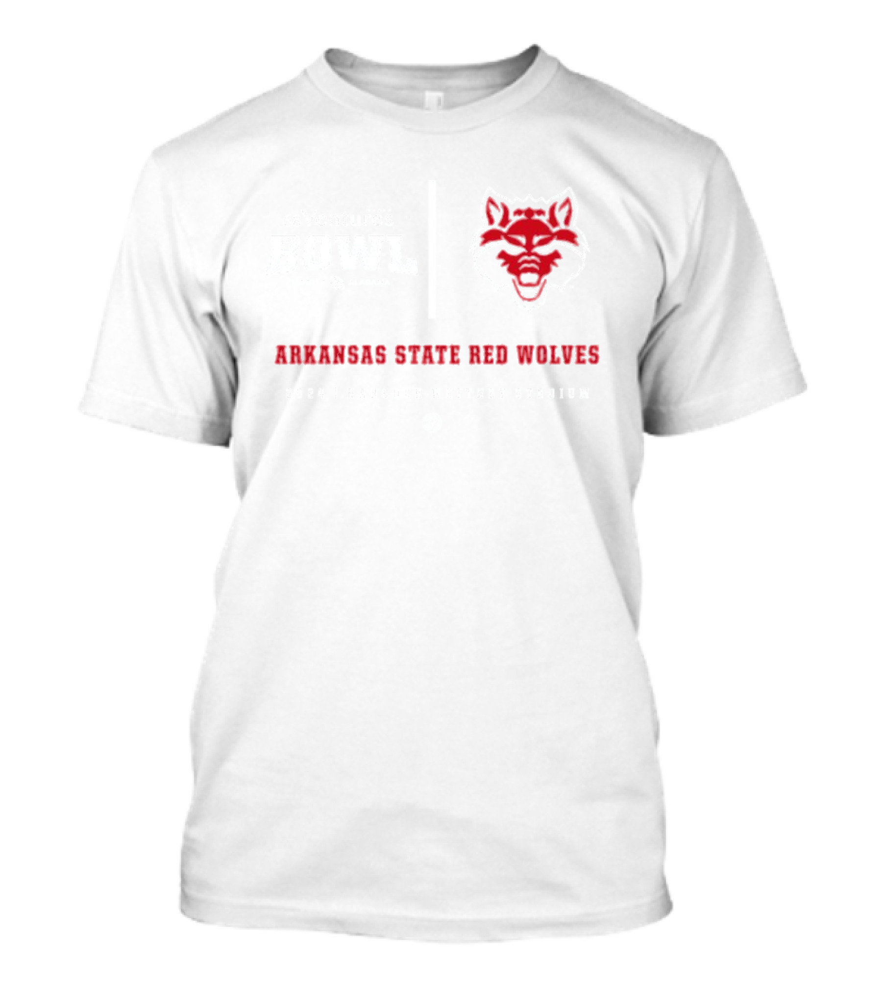 Arkansas State Red Wolves 68 Ventures Bowl 2024 Hancock Whitney Stadium Mobile Alabama T-Shirt
