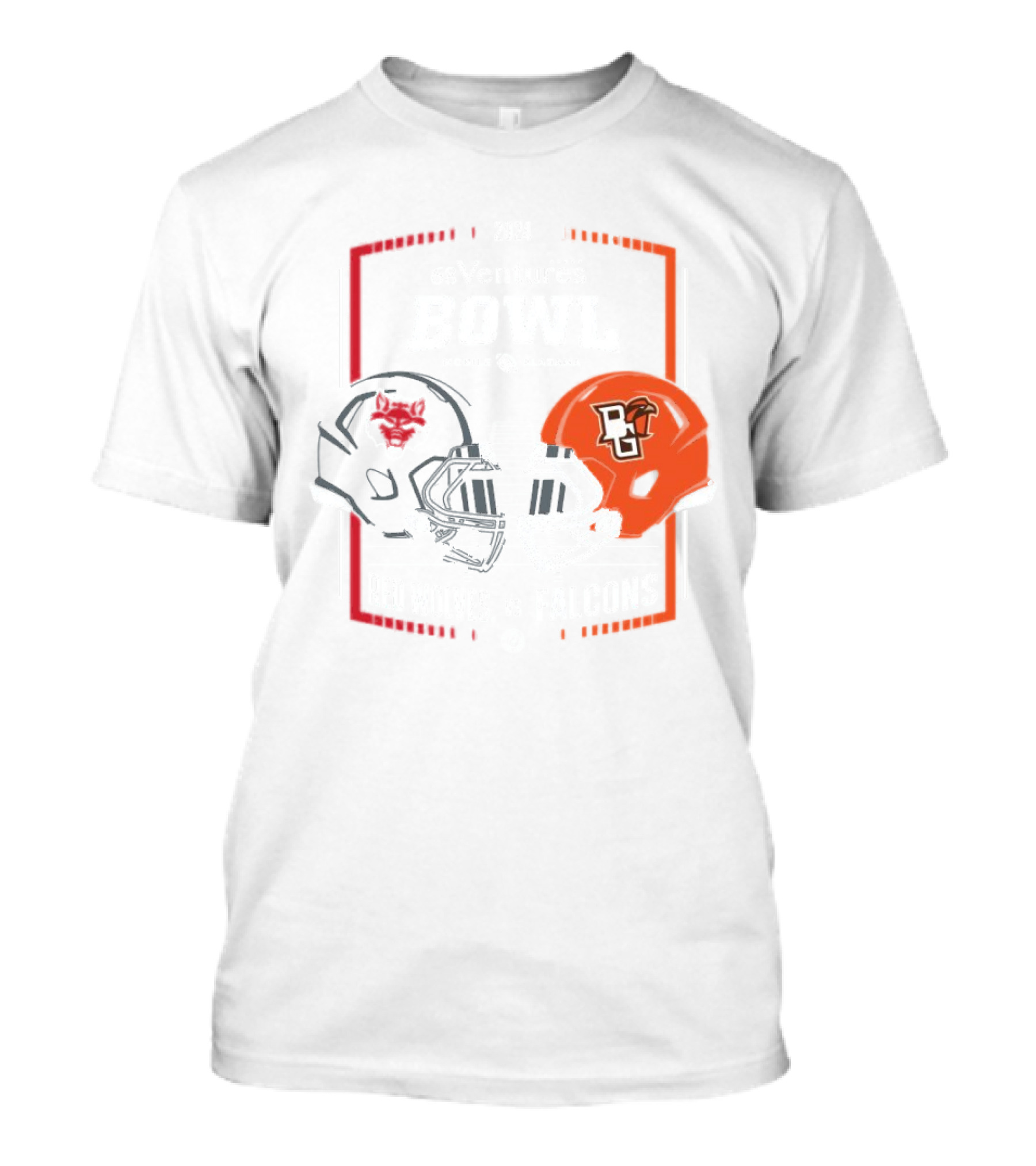 Arkansas State Red Wolves Vs Bowling Green Falcons Red Bowl Mobile Alabama Helmet T-Shirt