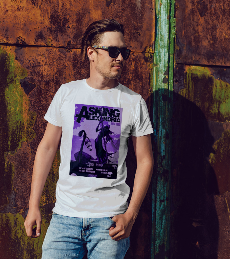 Asking Alexandria 2024 Tour Dec 14-15 Norwich Birmingham O2 Academy Featuring With Special Guests And The Devil Wears Prada T-Shirt