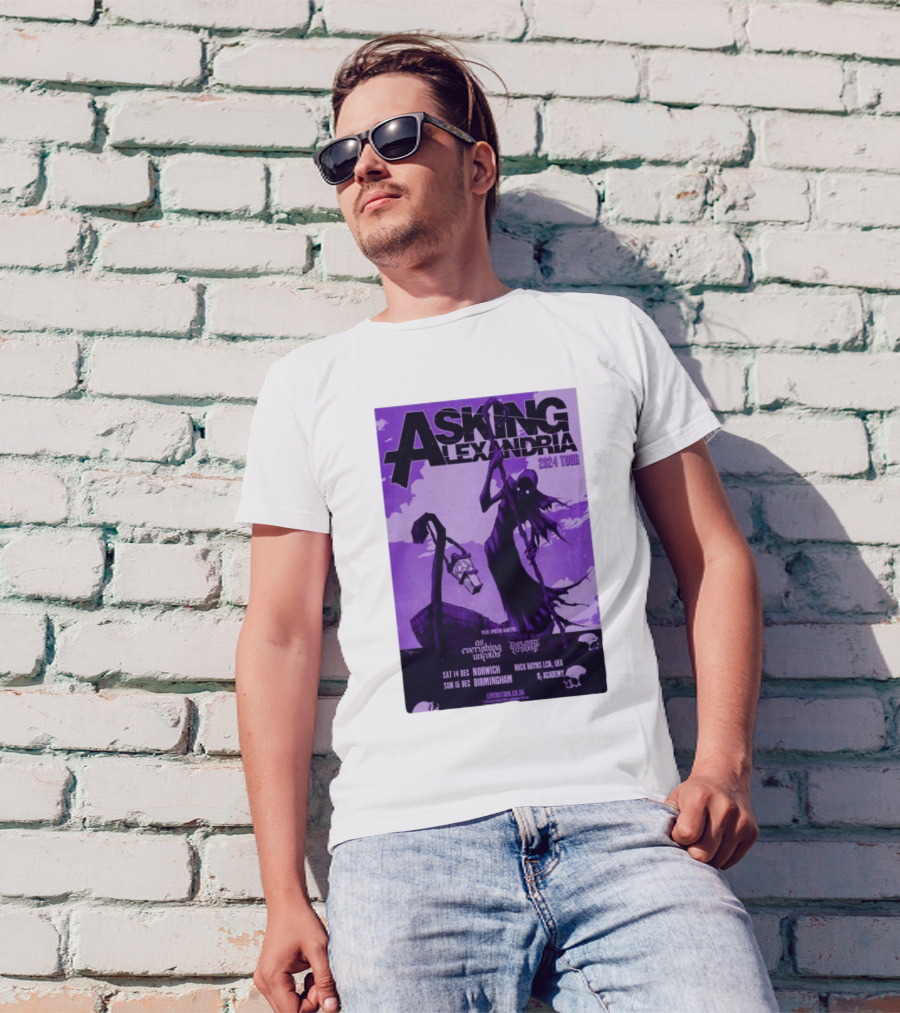 Asking Alexandria 2024 Tour Dec 14-15 Norwich Birmingham O2 Academy Featuring With Special Guests And The Devil Wears Prada T-Shirt