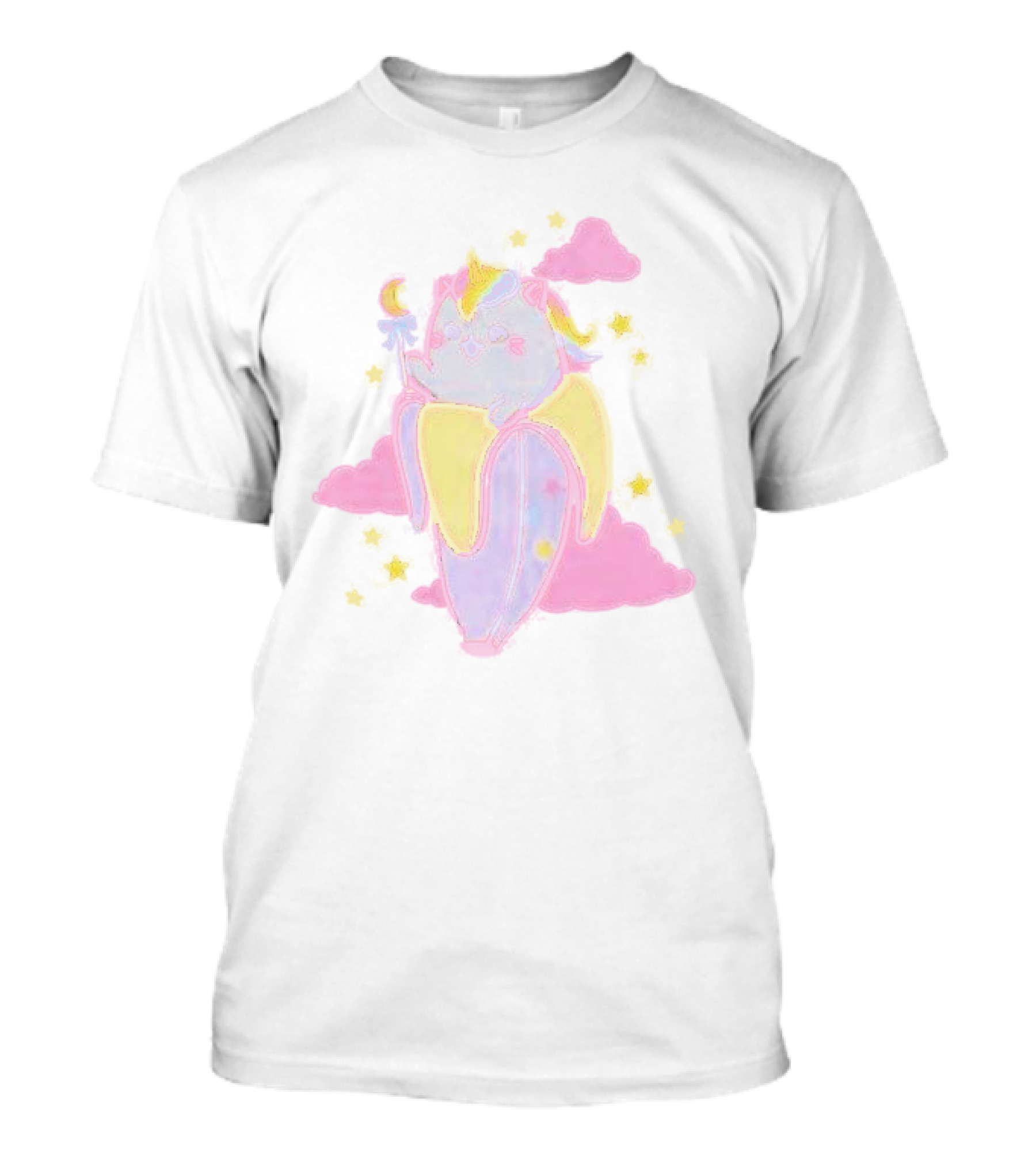 Bananya Unicorn Pastel Clouds And Stars Magic Wand T-Shirt