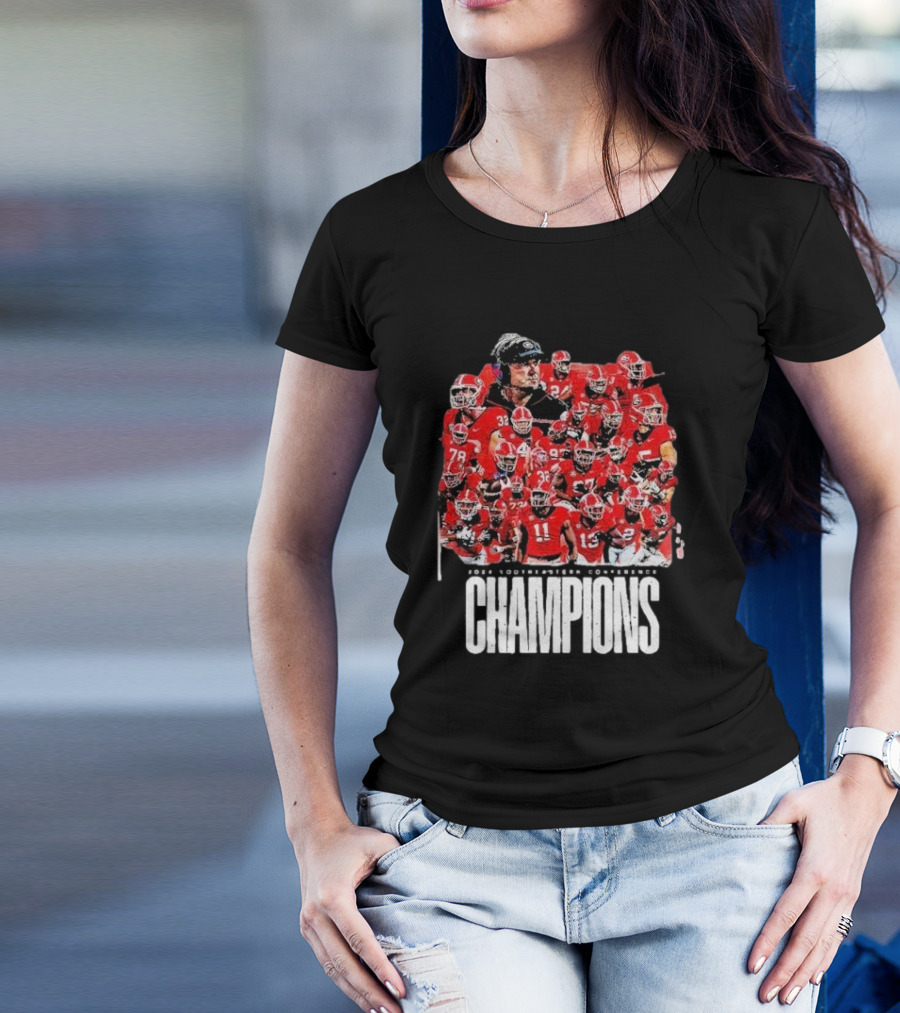 Georgia Bulldogs 2024 Southeastern Conference Champions Football Team T-Shirt