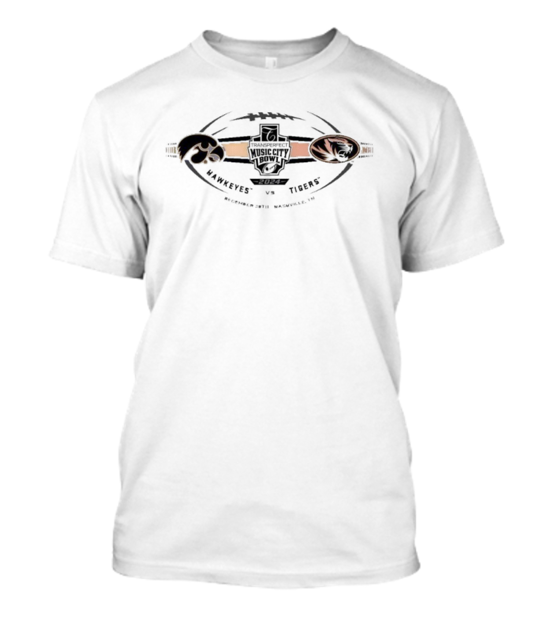 Iowa Hawkeyes Vs Missouri Tigers TransPerfect Music City Bowl December 30, 2024 Nissan Stadium Nashville TN T-Shirt