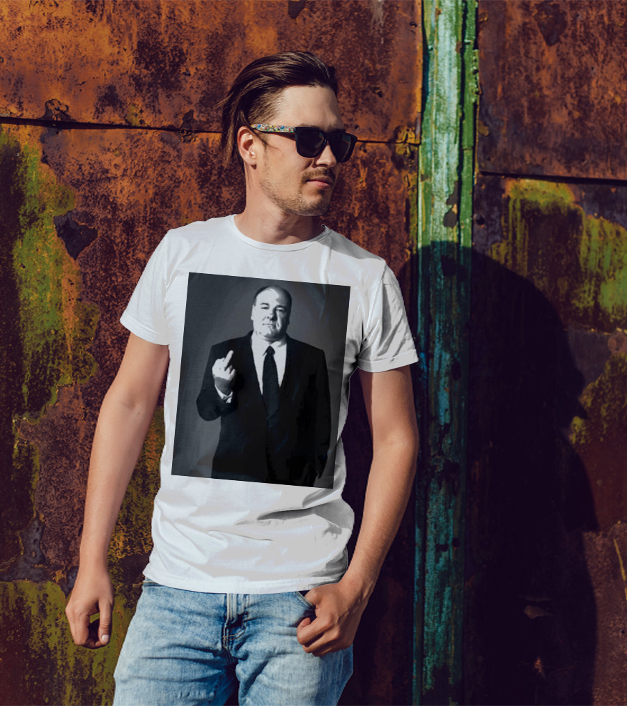 James Gandolfini Middle Finger Black And White Suit T-Shirt