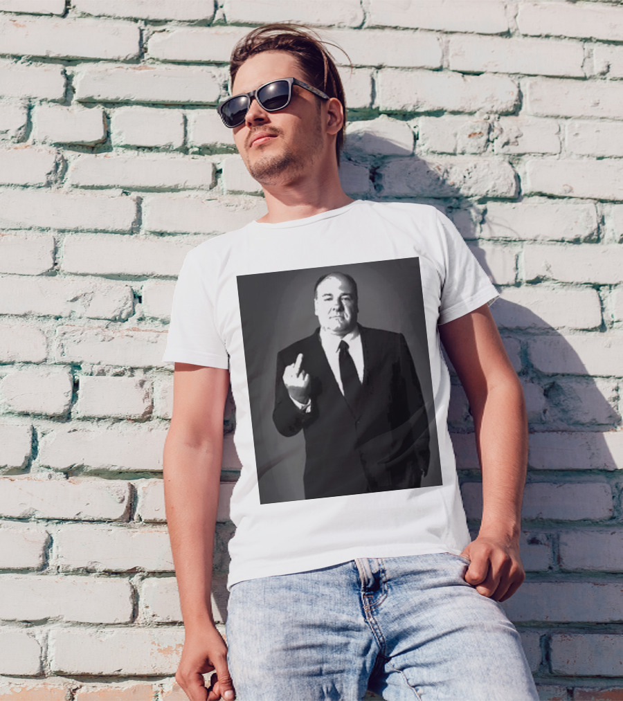 James Gandolfini Middle Finger Black And White Suit T-Shirt