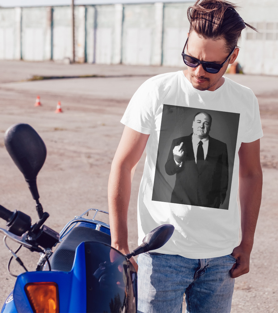 James Gandolfini Middle Finger Black And White Suit T-Shirt