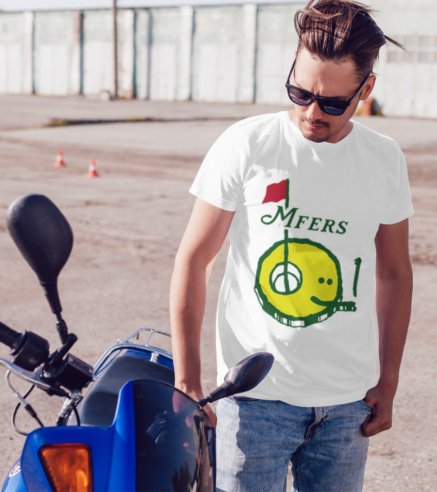 Mfers Sartosh Pitito Golf Flag Yellow Face T-Shirt