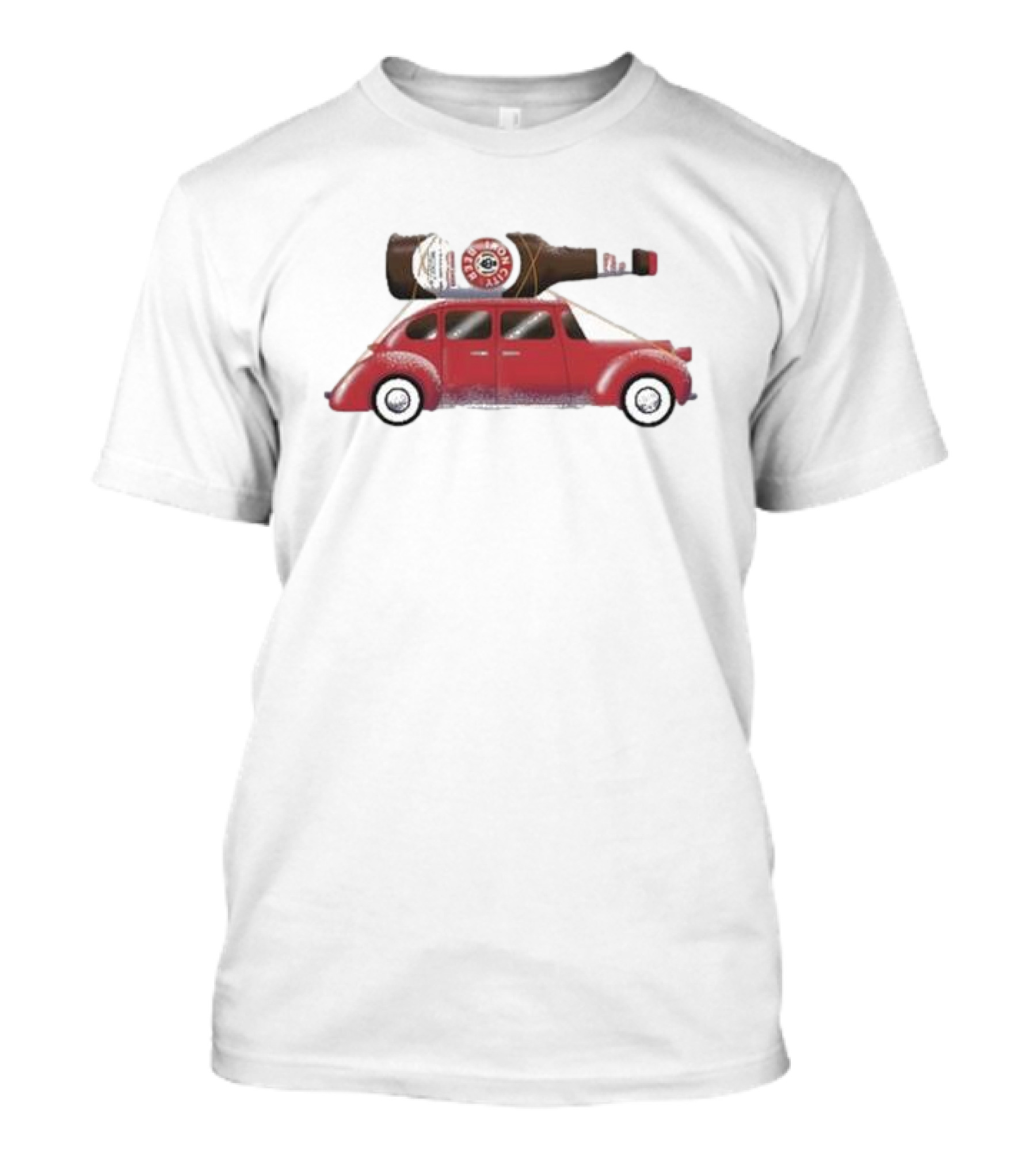Pittsburgh Brewing Iron City Holiday Beer Bottle Vintage Red Car T-Shirt