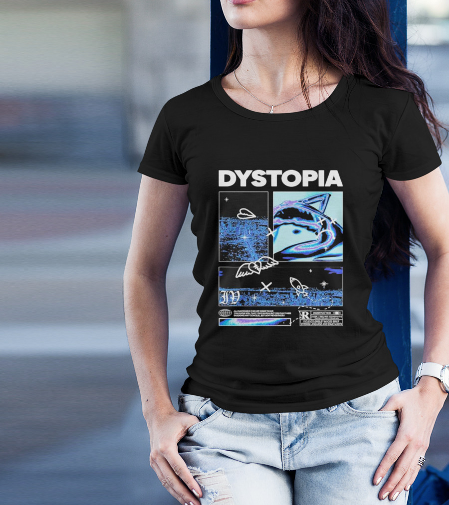 Dystopia Ivoxygen All Emotions In Ties Life Come To Live Shadows May Conceal But Light Never Fades Restricted T-Shirt