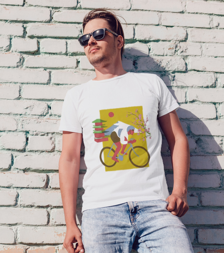 Cdawgva Cycling Pagoda Sakura Japan T-Shirt