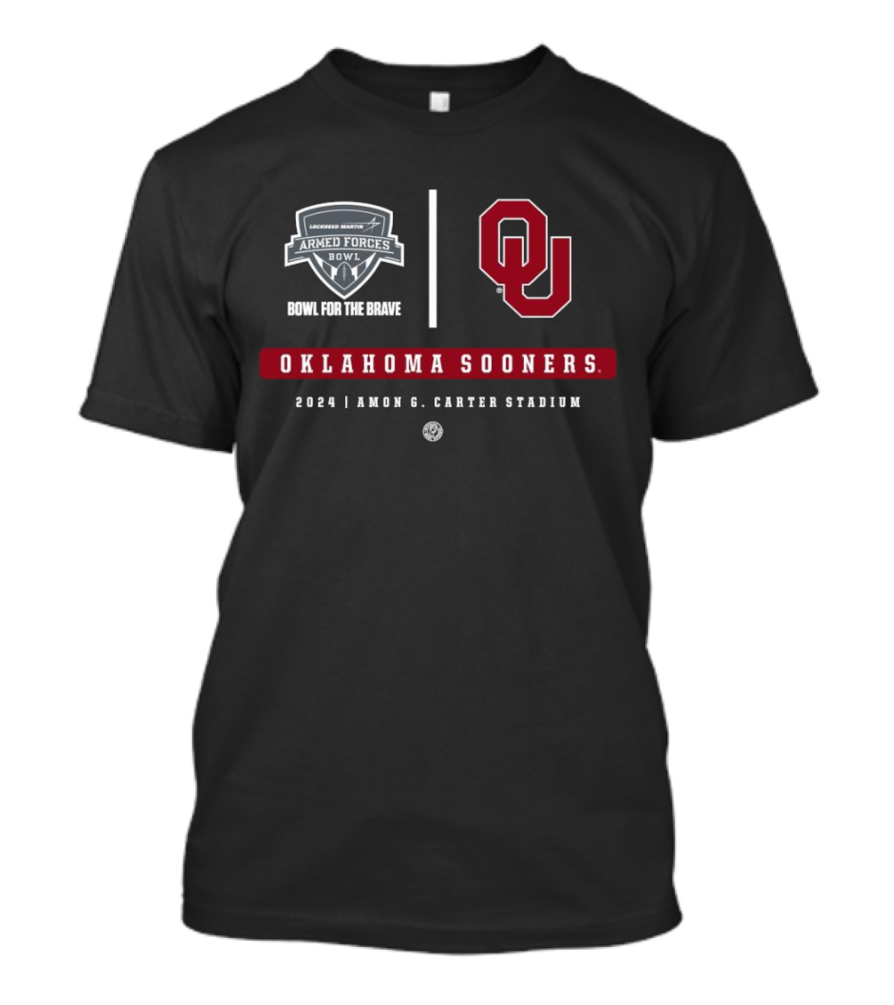 Oklahoma Sooners Armed Forces Bowl 2024 Amon G Carter Stadium Bowl For The Brave T-Shirt