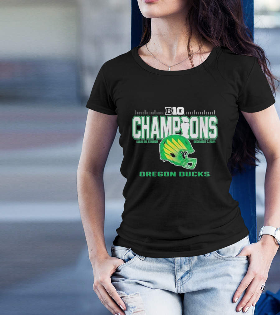 Oregon Ducks Big Ten Champions 2024 Lucas Oil Stadium December 7 Football Helmet T-Shirt
