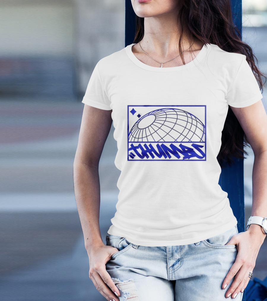 Thumbs Global Tag Graffiti Style Blue Globe T-Shirt