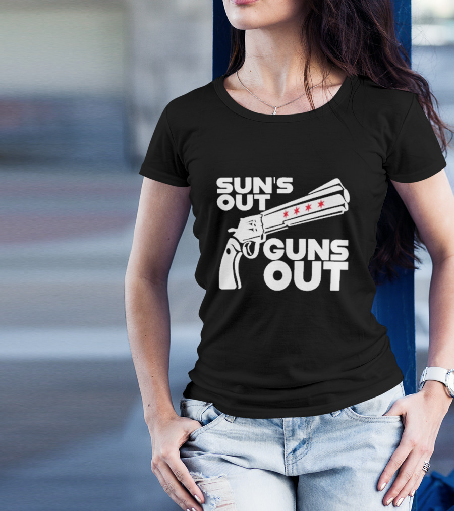 Sun’s Out Guns Out Gun With Stars On Barrel T-Shirt