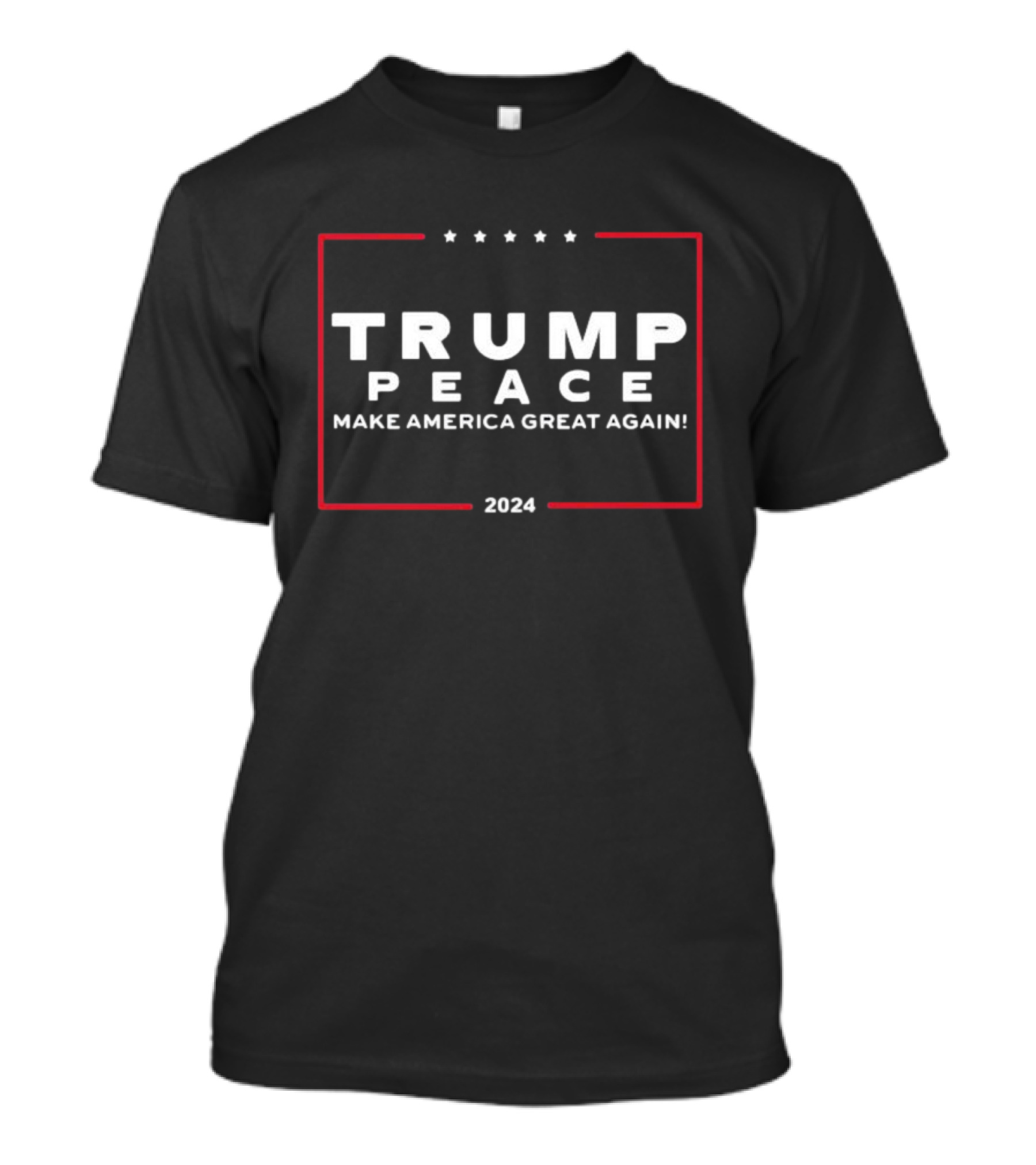 Trump Peace Make America Great Again 2024 Stars Red Border T-Shirt