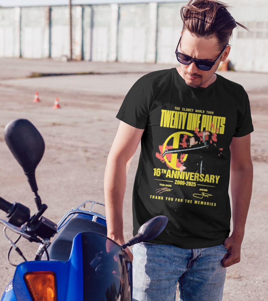 The Clancy World Tour Twenty One Pilots 16th Anniversary 2009-2025 Signature Thank You For The Memories T-Shirt