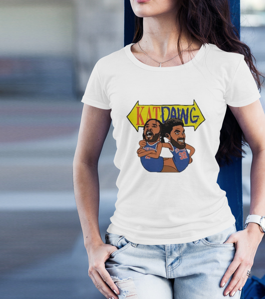 Big Knick Energy Kat Dawg Basketball Cartoon Duo T-Shirt