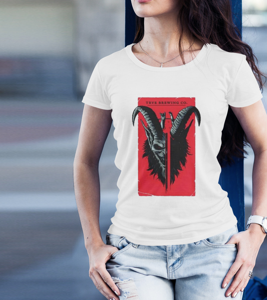 Trve Brewing Co. Krampus Red And Black Goat Skull T-Shirt