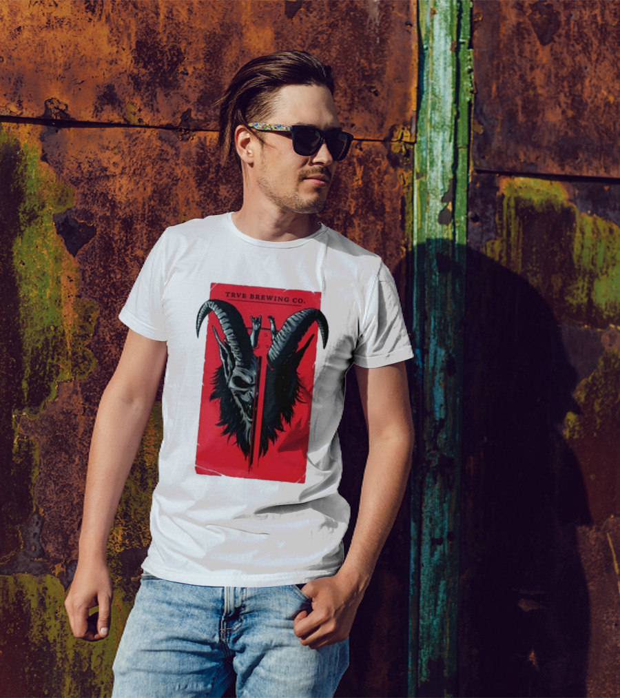 Trve Brewing Co. Krampus Red And Black Goat Skull T-Shirt