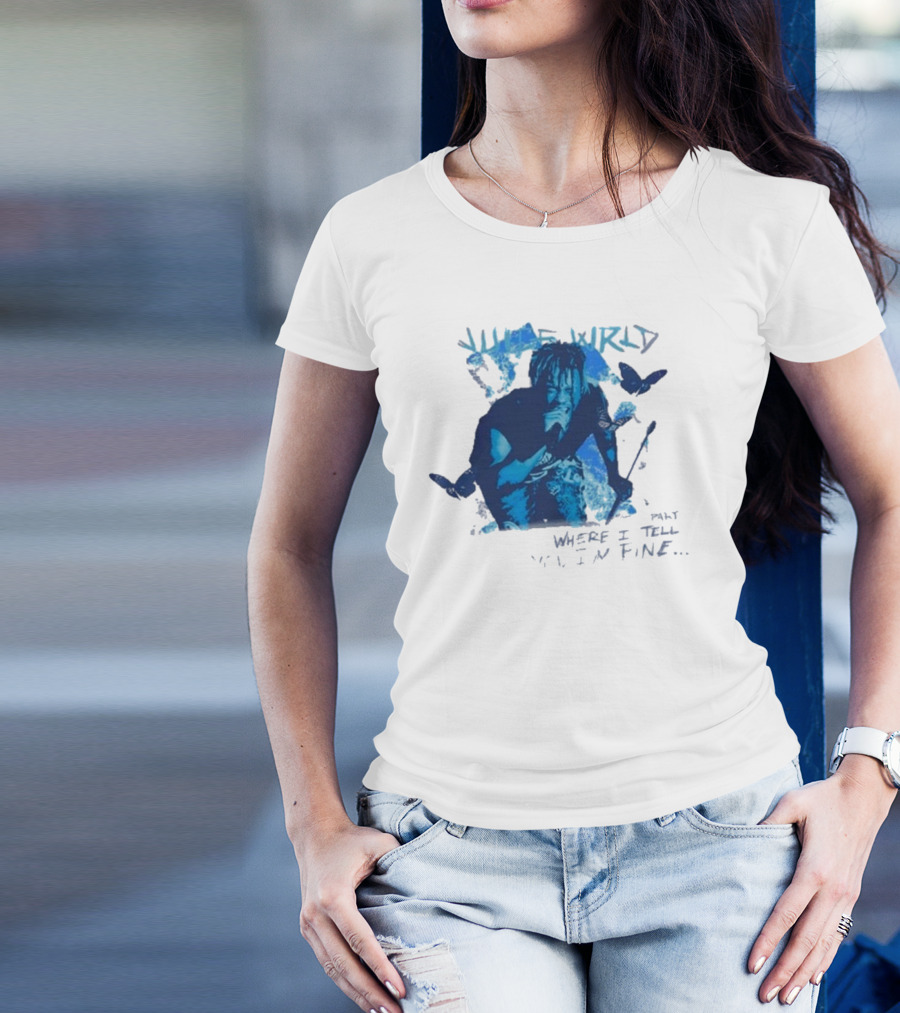 Juice Wrld Wishing Well 999 Butterfly Where I Tell You I'm Fine T-Shirt