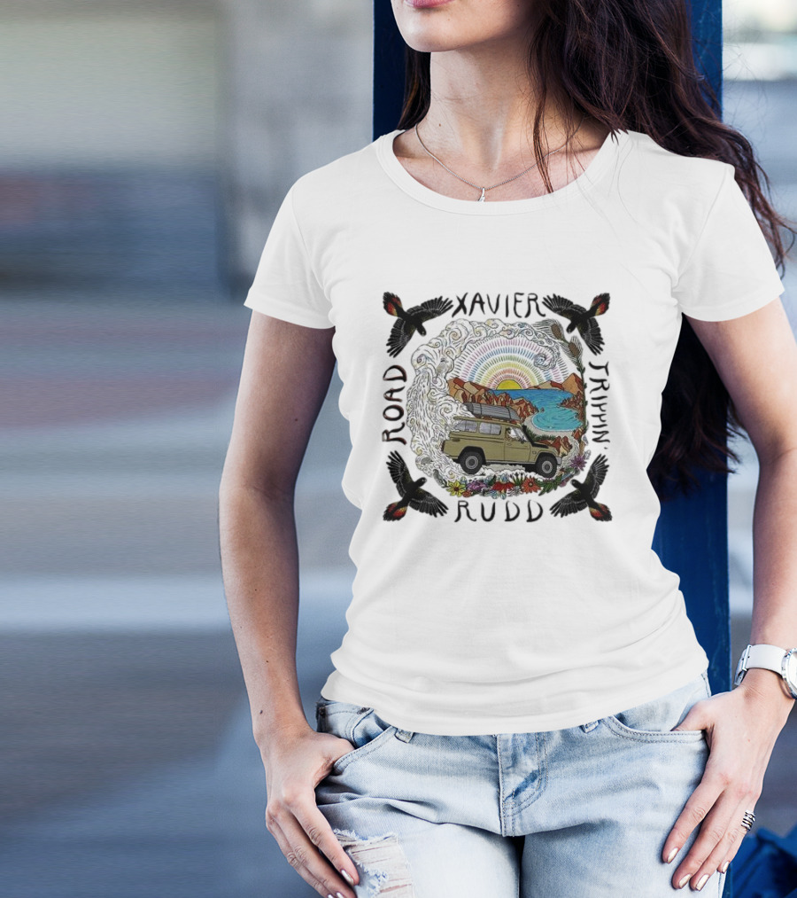 Xavier Rudd Road Trippin’ Sandstone Land Rover Beach Art With Birds T-Shirt