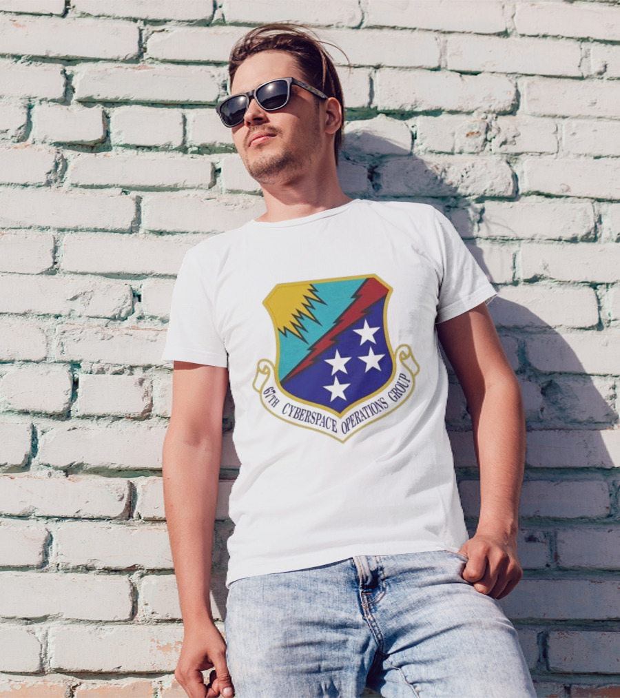 67th Cyberspace Operations Group Emblem With Stars And Lightning Bolt T-Shirt