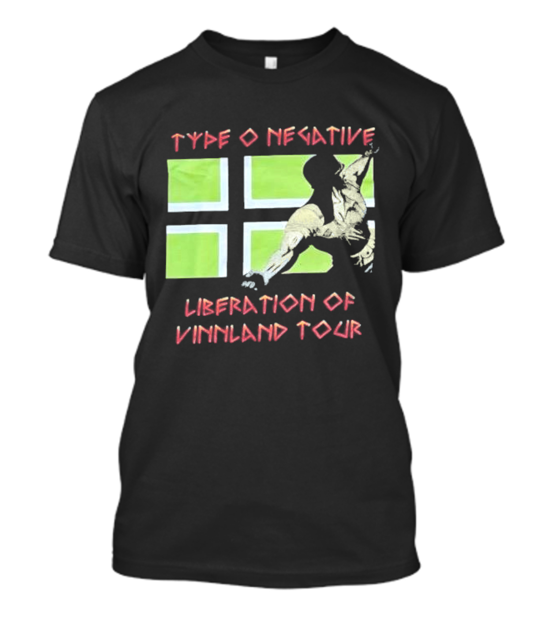 Type O Negative Liberation Of Vinnland Tour Green Flag Motif T-Shirt