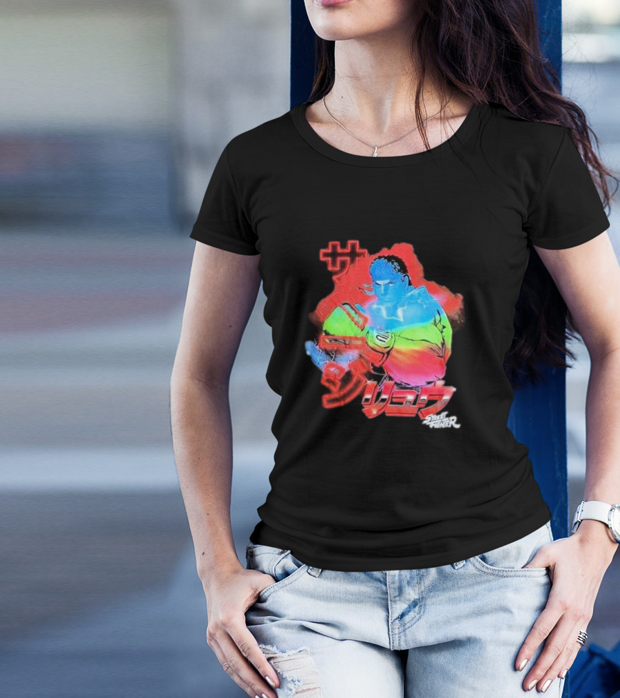 Street Fighter Ryu Neon Japanese Text Burst T-Shirt