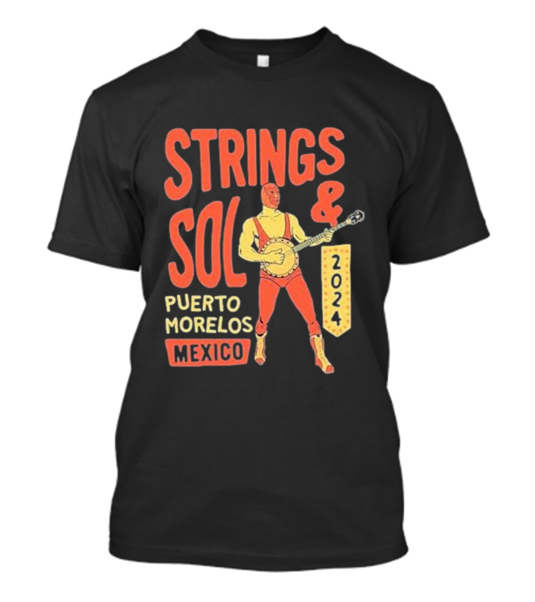 Strings And Sol Puerto Morelos Mexico 2024 Banjo Player T-Shirt