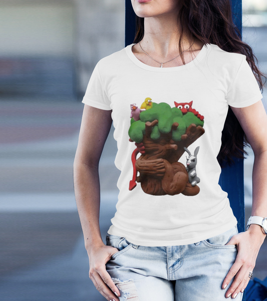 Spookywoods Tree With Animals And Cartoon Creatures T-Shirt