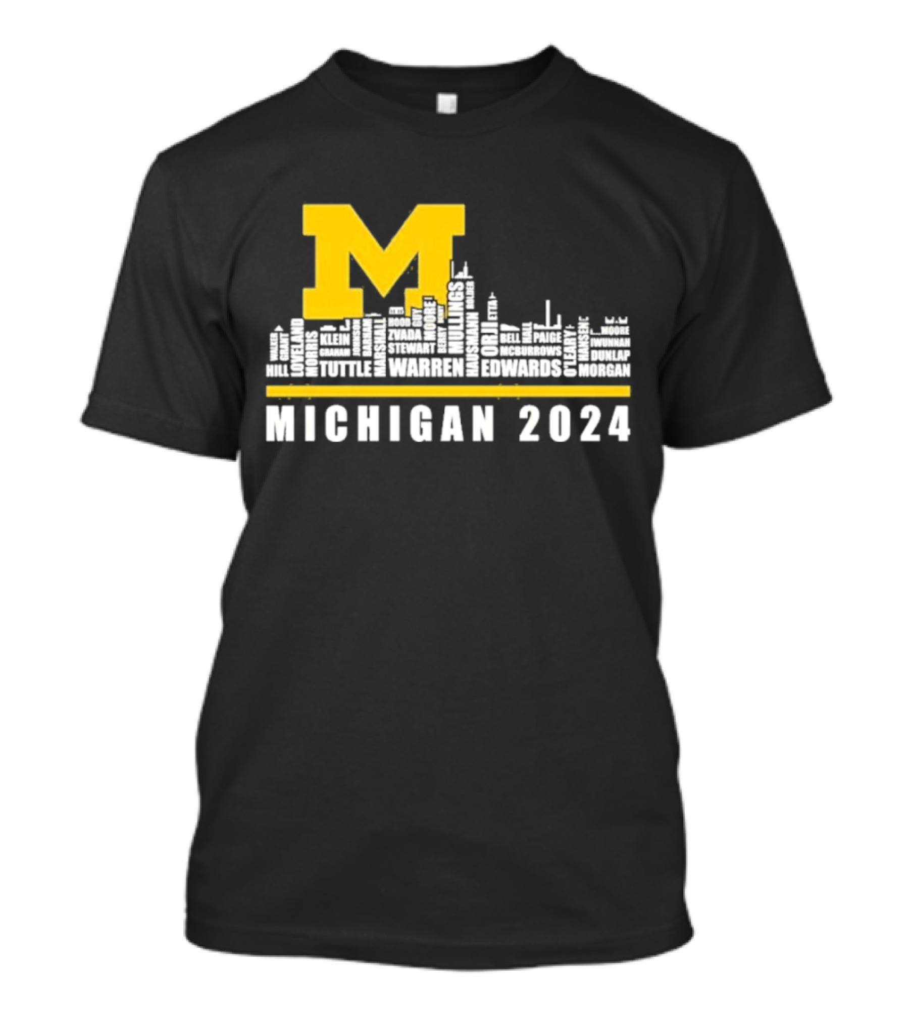 Michigan Wolverines 2024 M Logo Michigan City Names Football T-Shirt