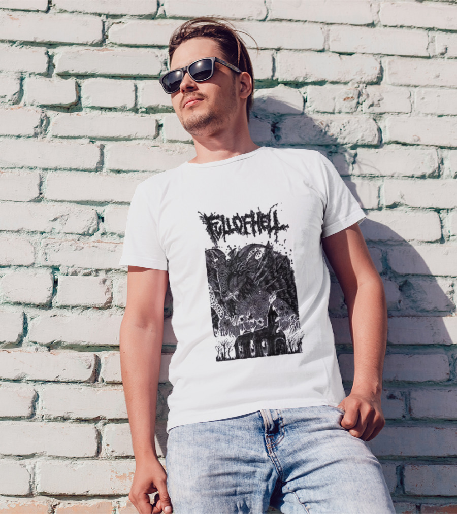 Full Of Hell Demon Goat Over Church Scene T-Shirt
