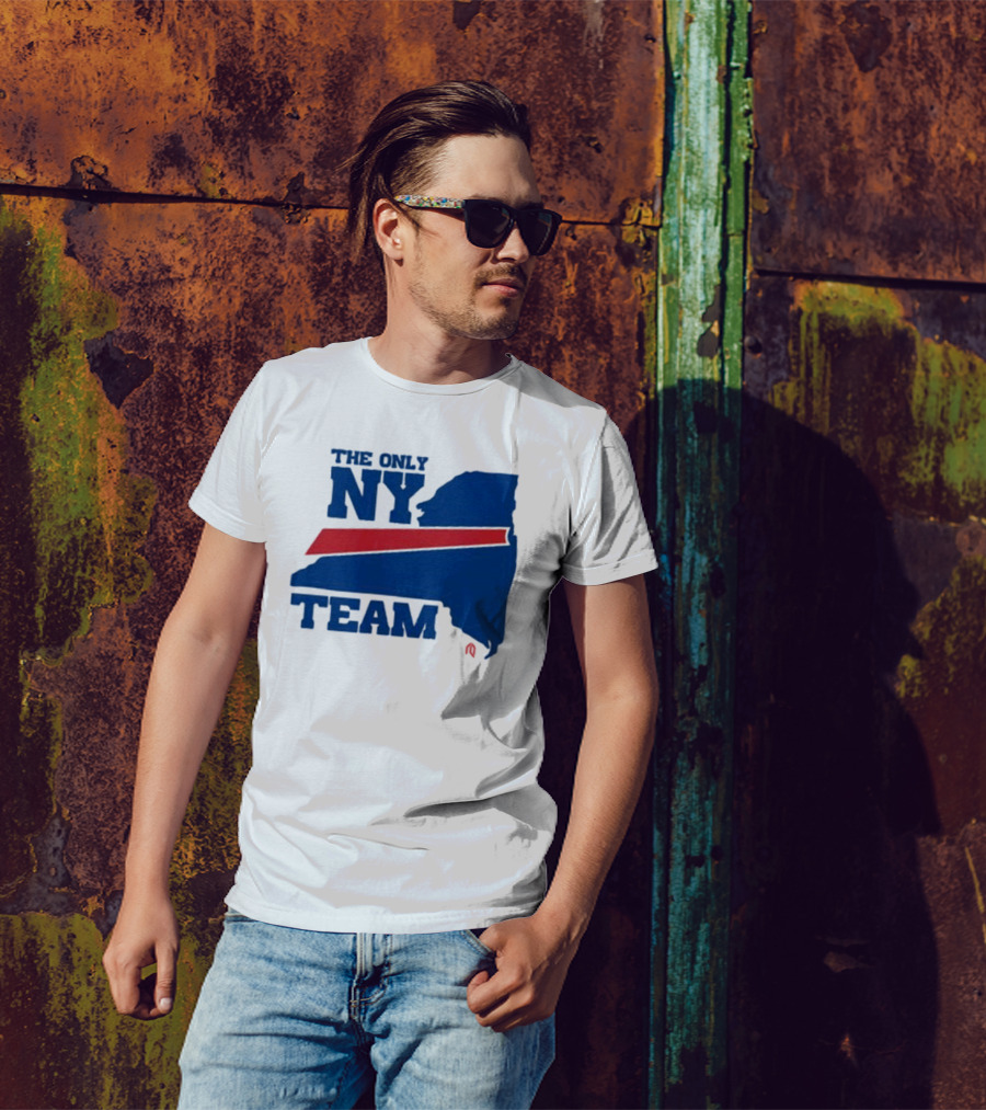 The Only NY Team New York State Silhouette Red Stripe T-Shirt