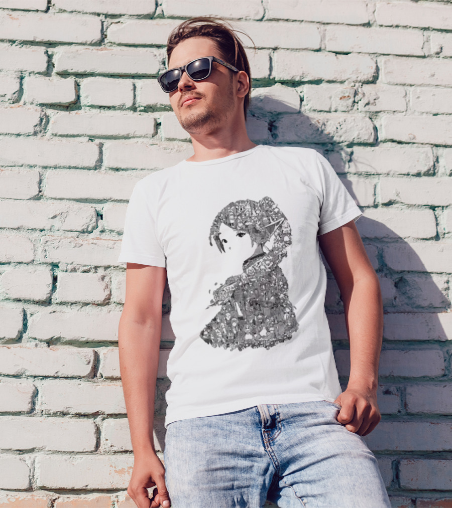 Turned Ninja Frieren Manga Collage Character T-Shirt