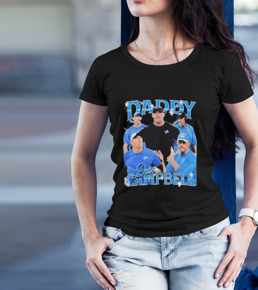 Daddy Dan Campbell Detroit Lions Football Coach Collage T-Shirt