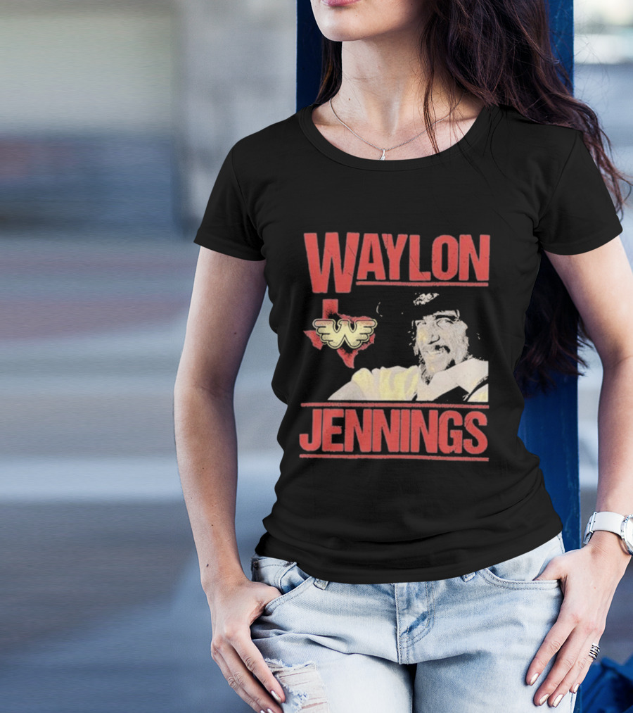 Waylon Jennings Flying W Logo Over Texas T-Shirt