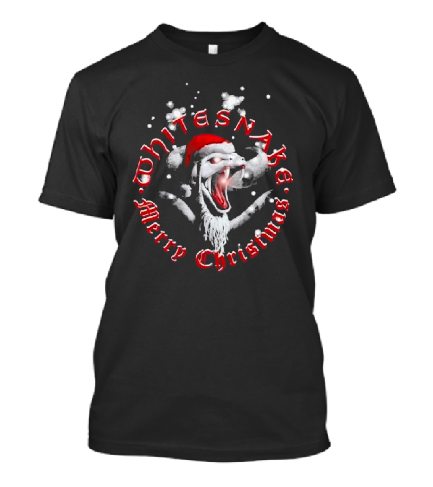 Whitesnake Merry Christmas Santa Snake With Snowflakes T-Shirt