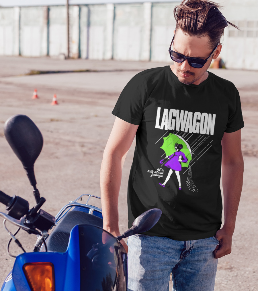 Lagwagon Let’s Talk About Feelings Green Umbrella Rain Girl Salty T-Shirt