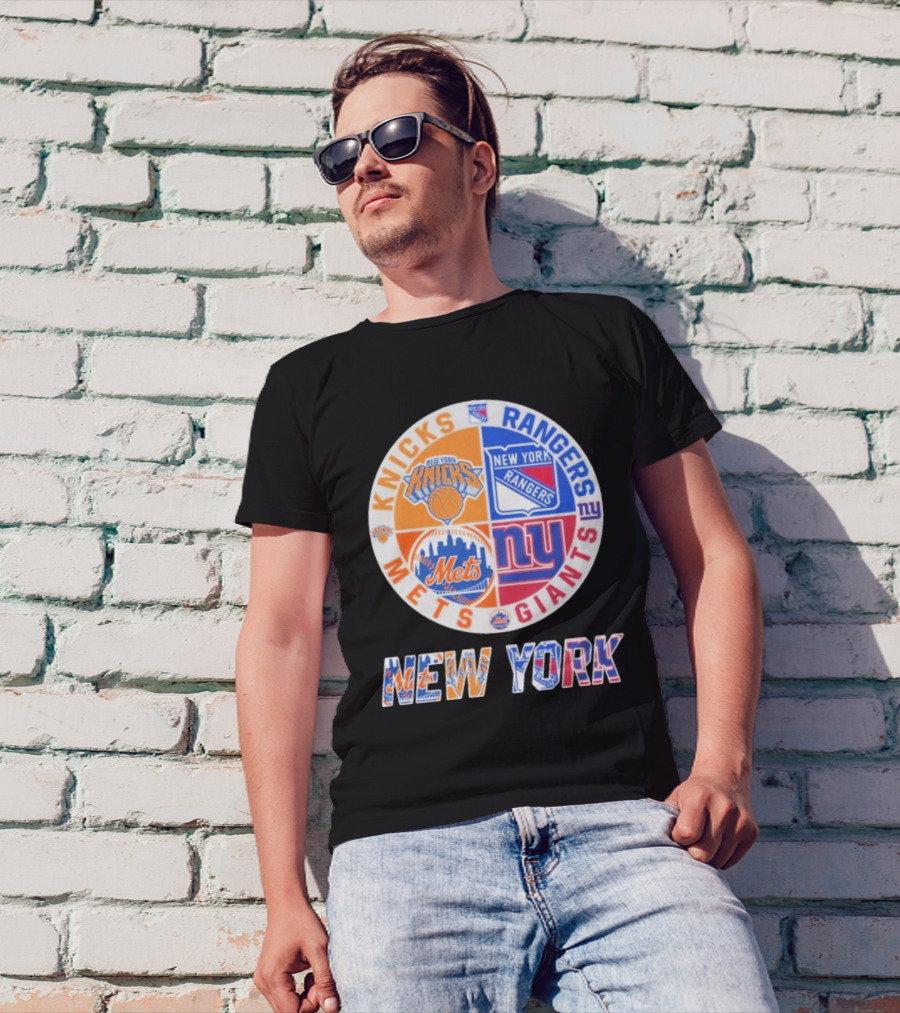 New York Knicks Rangers Mets Giants Mashup T-Shirt