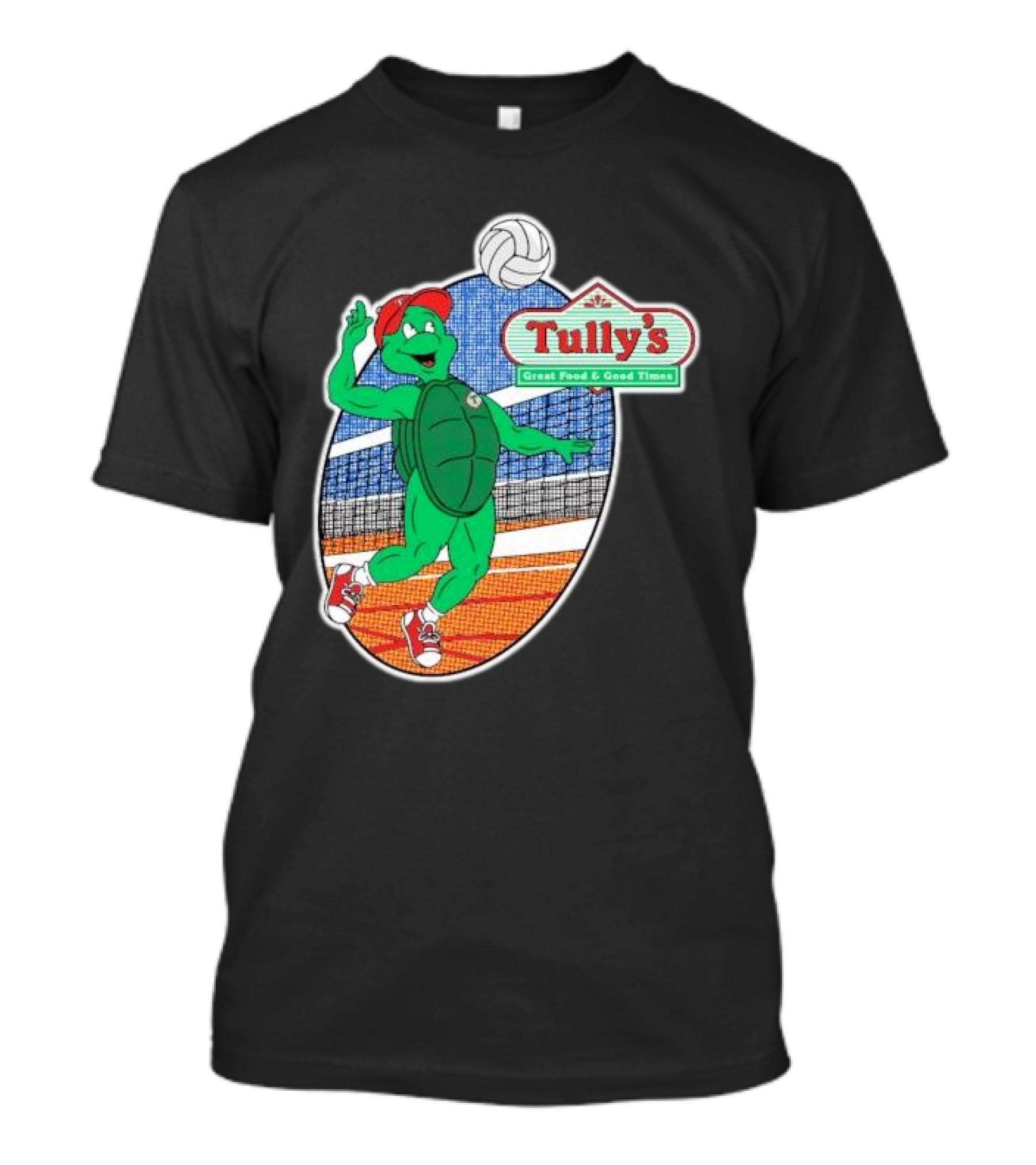 Tully’s Volleyball Great Food And Good Times Turtle Player T-Shirt