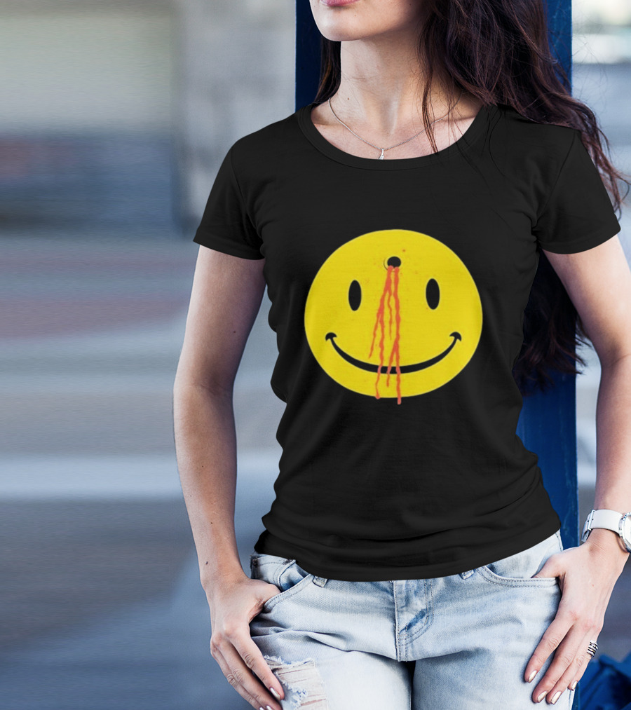 Wild Oats Shot Smiley Face With Bullet Hole And Blood Drips T-Shirt