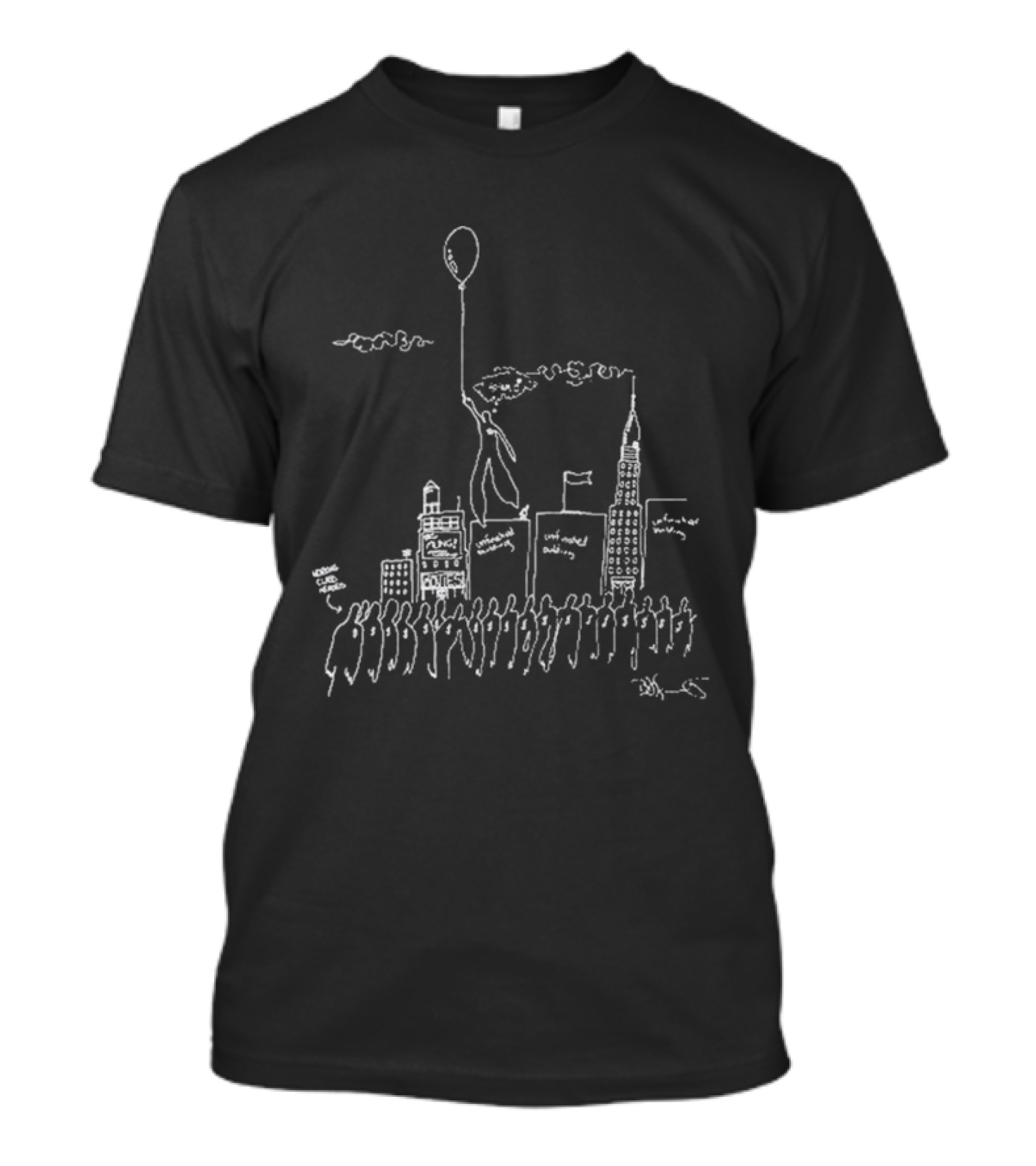 The Weeknd X Basquiat Hurry Up Tomorrow Iconic City Skyline And Crowd Sketch T-Shirt