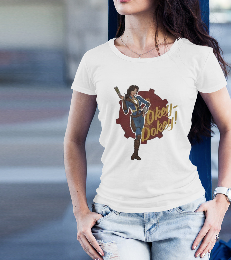 Spartan117gw Lucy Okey Dokey Fallout Vault Suit Gear Iconic Pose T-Shirt