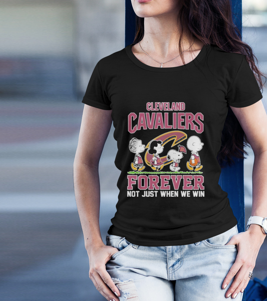Cleveland Cavaliers Forever Not Just When We Win Peanuts Characters Walking Basketball Retro T-Shirt