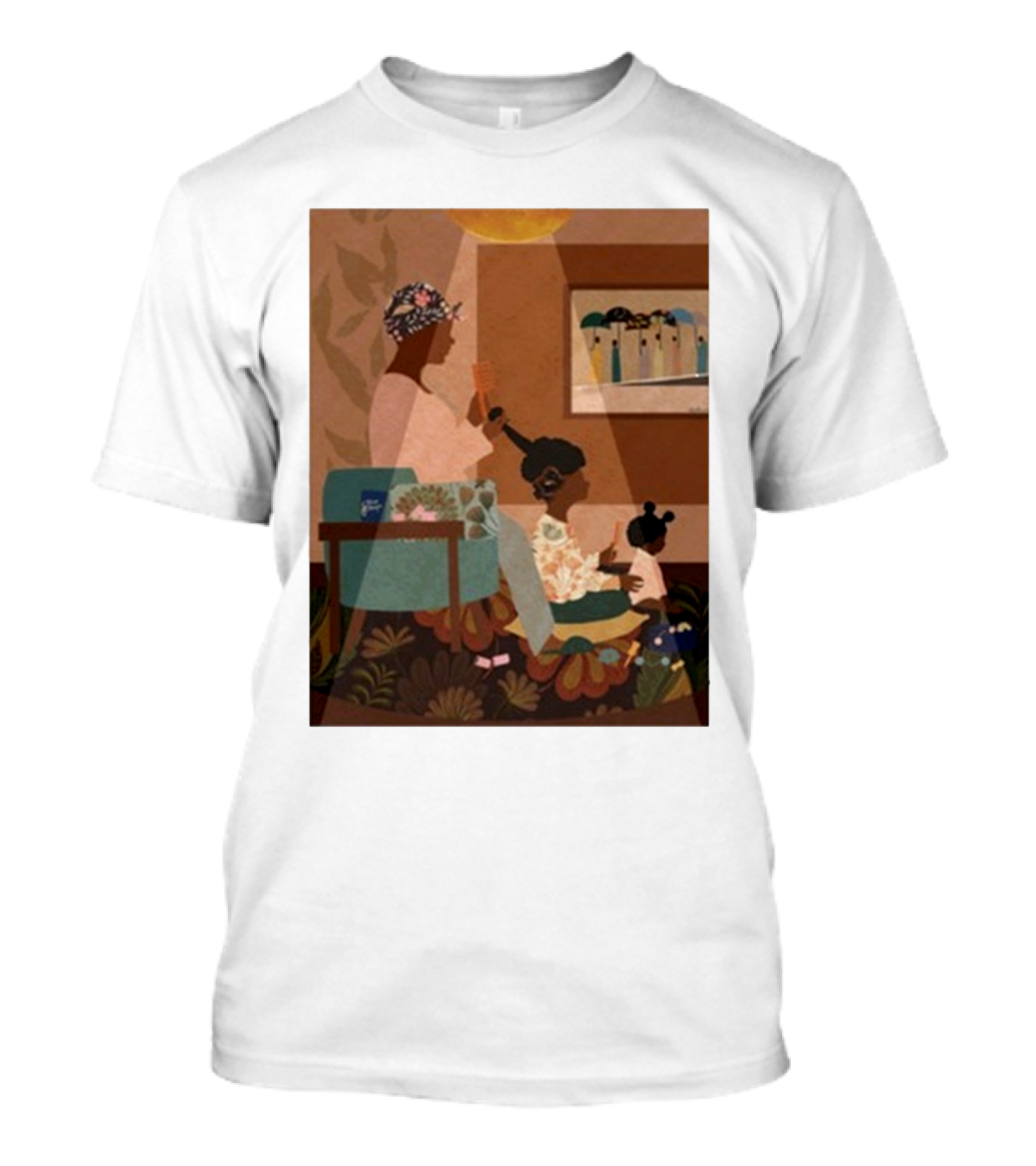 Deelasheeart Sit Still Family Hair Braiding Scene T-Shirt