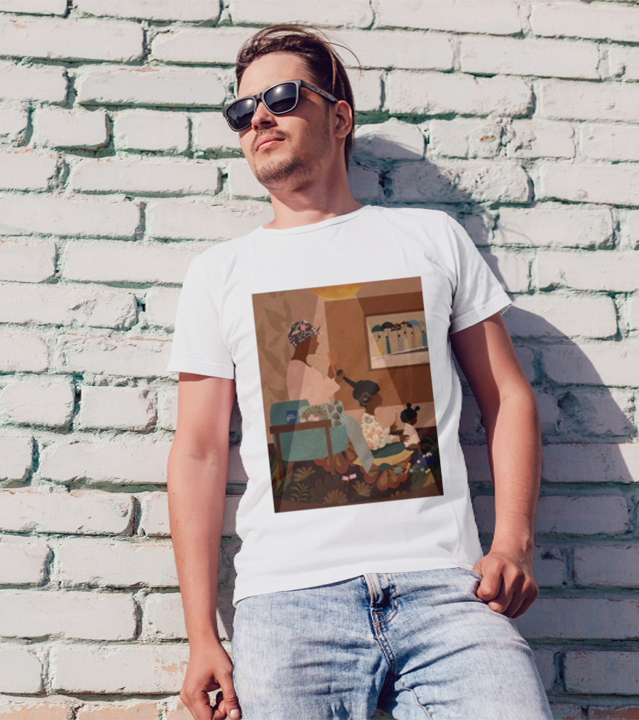 Deelasheeart Sit Still Family Hair Braiding Scene T-Shirt
