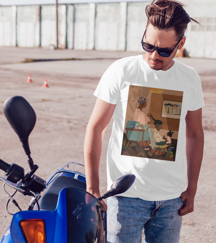 Deelasheeart Sit Still Family Hair Braiding Scene T-Shirt