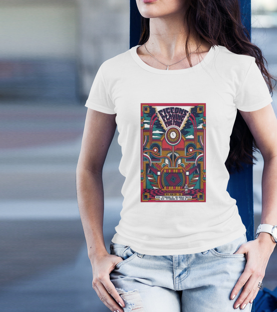 Pigeons Playing Ping Pong New Year's Run 2023-2024 Mr. Smalls Theatre Stage Pittsburgh PA T-Shirt