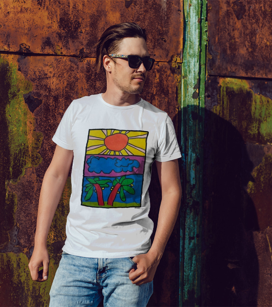 Vintage Doron Sun Cloud Landscape 2024 Palm Trees T-Shirt