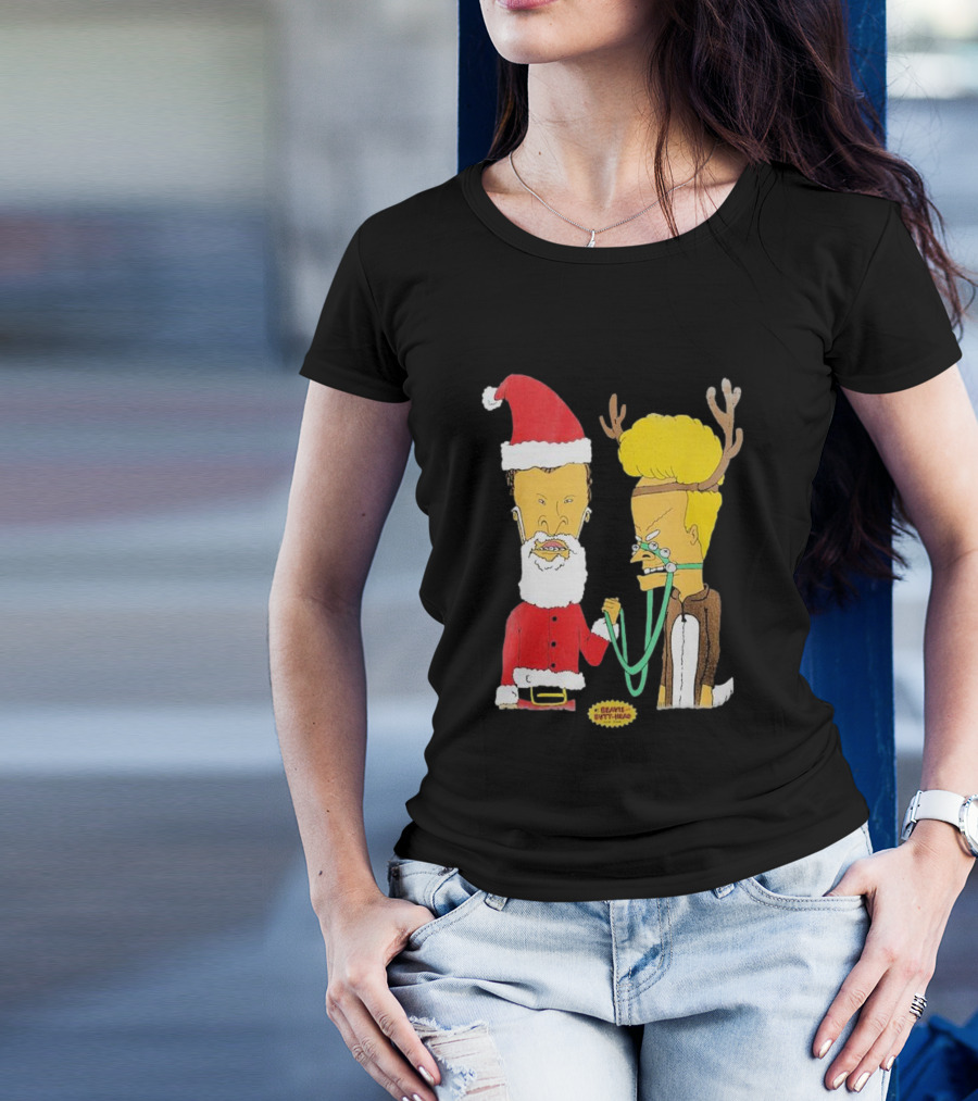 Beavis And Butt-head Santa And Reindeer Christmas T-Shirt